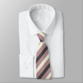 Stoffig Roos, Beige & Charcoal Grey Stripes Stropdas (Gebonden)