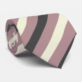 Stoffig Roos, Beige & Charcoal Grey Stripes Stropdas (Opgerold)
