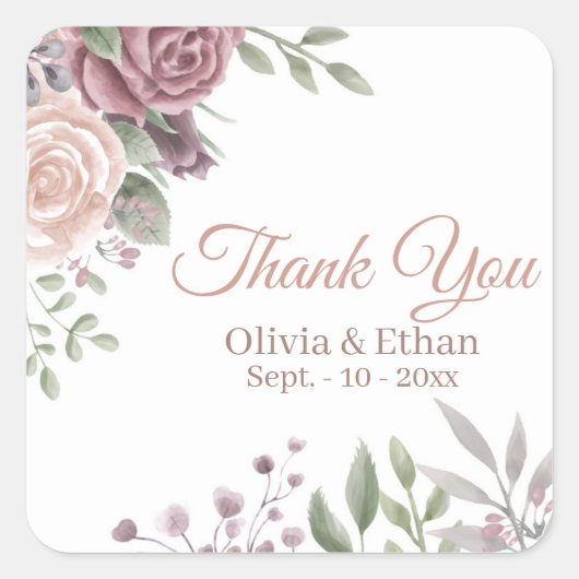  stoffig Roos bloemboeket Vierkante Sticker (Voorkant)