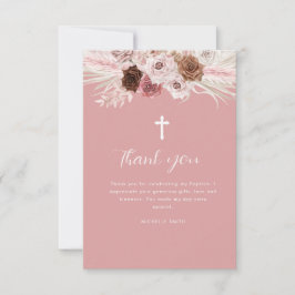 Stoffig roos Bloemdoop Dankjewel Card Kaart