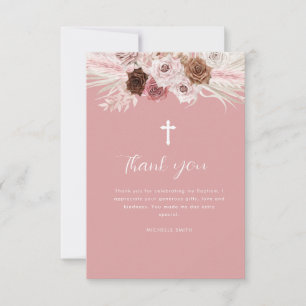 Stoffig roos Bloemdoop Dankjewel Card Kaart