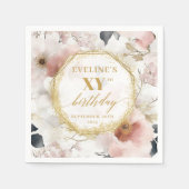 Stoffig Roos Bloemen 90 Verjaardag servetten (Voorkant)