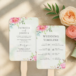 Stoffig Roos Bloemen Boho Trouwprogramma Hand Fan Handwaaier