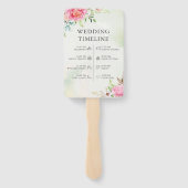 Stoffig Roos Bloemen Boho Trouwprogramma Hand Fan Handwaaier (Achterkant)