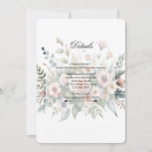 Stoffig Roos Bloemen Botanische Rand Elegant Scrip Kaart (Achterkant)