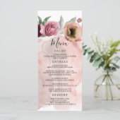 Stoffig Roos Bloemen Bruiloft Menu's (Staand voorkant)
