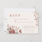 Stoffig Roos Bloemen bruiloft RSVP Kaart (Voorkant)