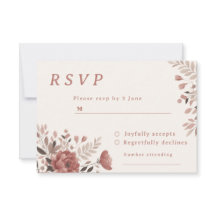 Stoffig Roos Bloemen bruiloft RSVP Kaart