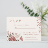 Stoffig Roos Bloemen bruiloft RSVP Kaart (Staand voorkant)