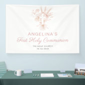 Stoffig roos Bloemen Eerste Communie Welkomstbord Spandoek (Beurs)