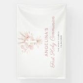 Stoffig roos Bloemen Eerste Communie Welkomstbord Spandoek (Verticaal)