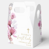 Stoffig Roos Bloemen Eerste Heilige Communie Bedankdoosjes (Geopend)