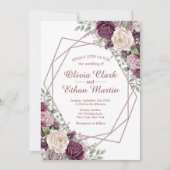 Stoffig Roos Bloemen Geometrisch op Wit Kaart (Voorkant)