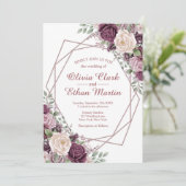 Stoffig Roos Bloemen Geometrisch op Wit Kaart (Staand voorkant)