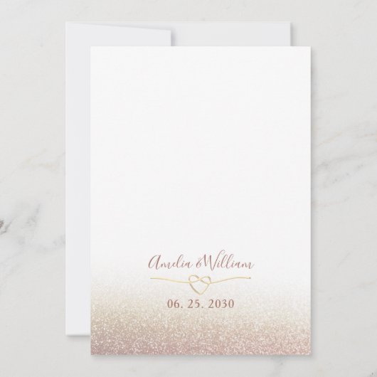 Stoffig Roos Bloemen & Goud Huwelijksuitnodiging Kaart (Achterkant)