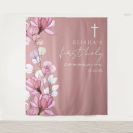 Stoffig Roos Bloemen Heilige Communie Foto Achterg Wandkleed