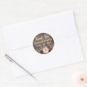 Stoffig Roos Bloemen Hout Ronde Sticker (Envelop)