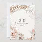 Stoffig Roos Bloemen Krans Trouwen Save The Date (Achterkant)