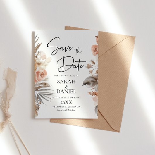 Stoffig Roos Bloemen Krans Trouwen Save The Date