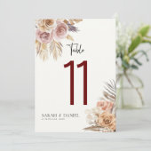 Stoffig Roos Bloemen Krans Trouwtafel Nummers (Staand voorkant)