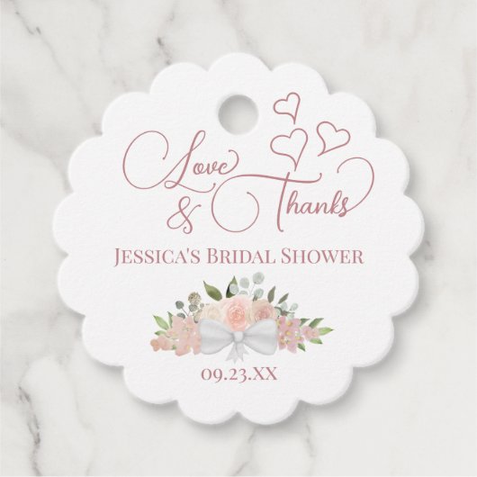 Stoffig Roos Bloemen Liefde & Bedankt Vrijgezellen Bedankjes Labels (Voorkant)