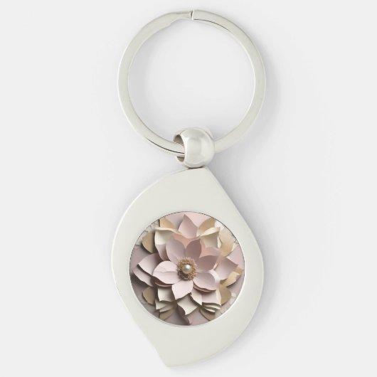 Stoffig Roos Bloemen - Metalen Sleutelhanger (Voorkant)