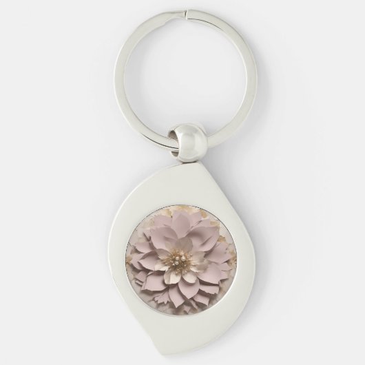 Stoffig Roos Bloemen - Metalen Sleutelhanger (Voorkant)