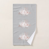 Stoffig Roos Bloemen Monogram Grijze Handdoek Set (Handdoek)