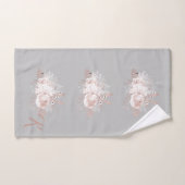 Stoffig Roos Bloemen Monogram Grijze Handdoek Set (Handdoek)