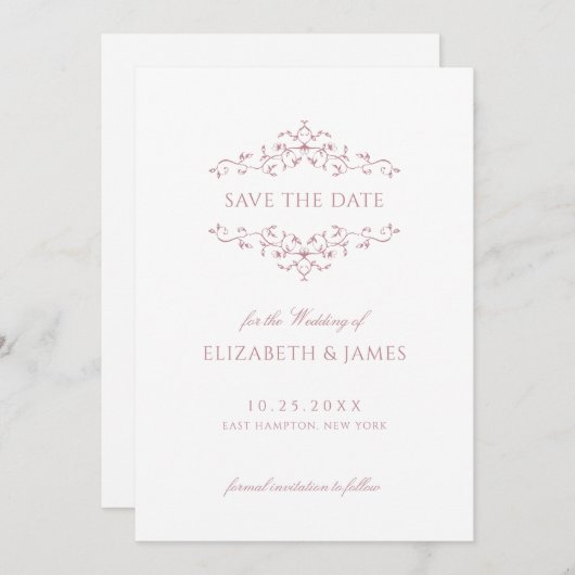 Stoffig Roos  Bloemen Save The Date (Voorkant / Achterkant)