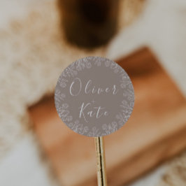 Stoffig Roos Bloemen | Script Huwelijksenvelop Afd Ronde Sticker