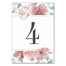 Stoffig Roos Bloemen Tafel Nummer Kaart