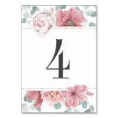Stoffig Roos Bloemen Tafel Nummer Kaart (Voorkant)