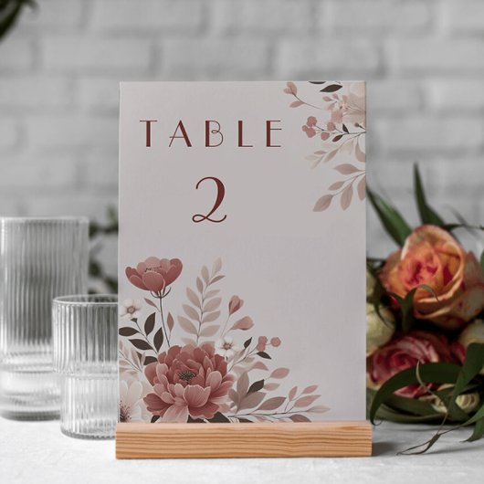 Stoffig Roos Bloemen Tafel Nummer Kaart