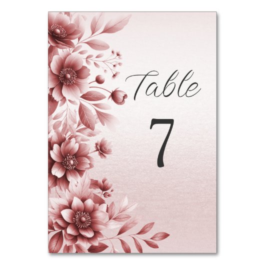 Stoffig Roos Bloemen Tafelnummer (Achterkant)