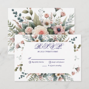 Stoffig Roos Bloemen Trouwen RSVP Botanisch antwoo Kaartje