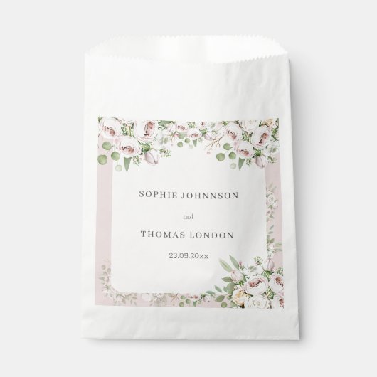 Stoffig roos bloemen waterverf bruiloft bedankzakje (Voorkant)