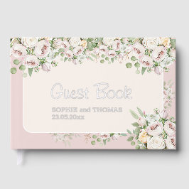 Stoffig roos bloemen waterverf bruiloft gastenboek