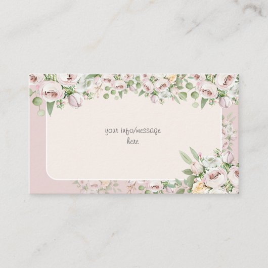 Stoffig roos bloemen waterverf bruiloft informatiekaartje (Voorkant)