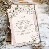 Stoffig roos bloemen waterverf bruiloft informatiekaartje