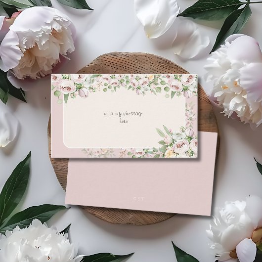 Stoffig roos bloemen waterverf bruiloft informatiekaartje