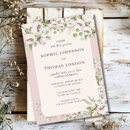 Stoffig roos bloemen waterverf bruiloft kaart