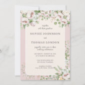 Stoffig roos bloemen waterverf bruiloft kaart (Voorkant)