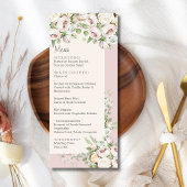 Stoffig roos bloemen waterverf bruiloft menu