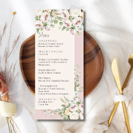 Stoffig roos bloemen waterverf bruiloft menu