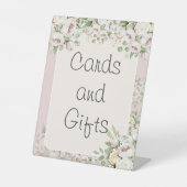 Stoffig roos bloemen waterverf bruiloft reclamebord met voetstuk (Voorkant)