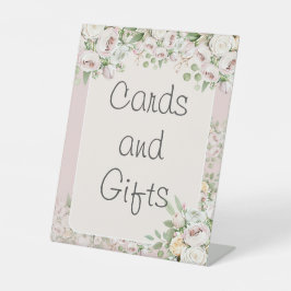 Stoffig roos bloemen waterverf bruiloft reclamebord met voetstuk