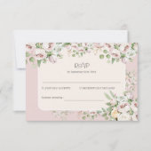 Stoffig roos bloemen waterverf bruiloft RSVP kaartje (Voorkant)