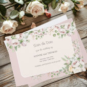 Stoffig roos bloemen waterverf bruiloft save the date