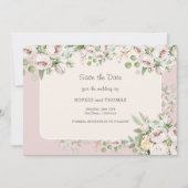 Stoffig roos bloemen waterverf bruiloft save the date (Voorkant)